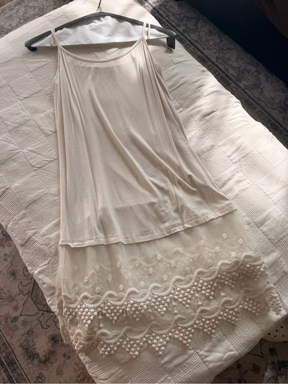 Kate Kason Nude Slip with Crochet details, Gorgeous Slip Dress